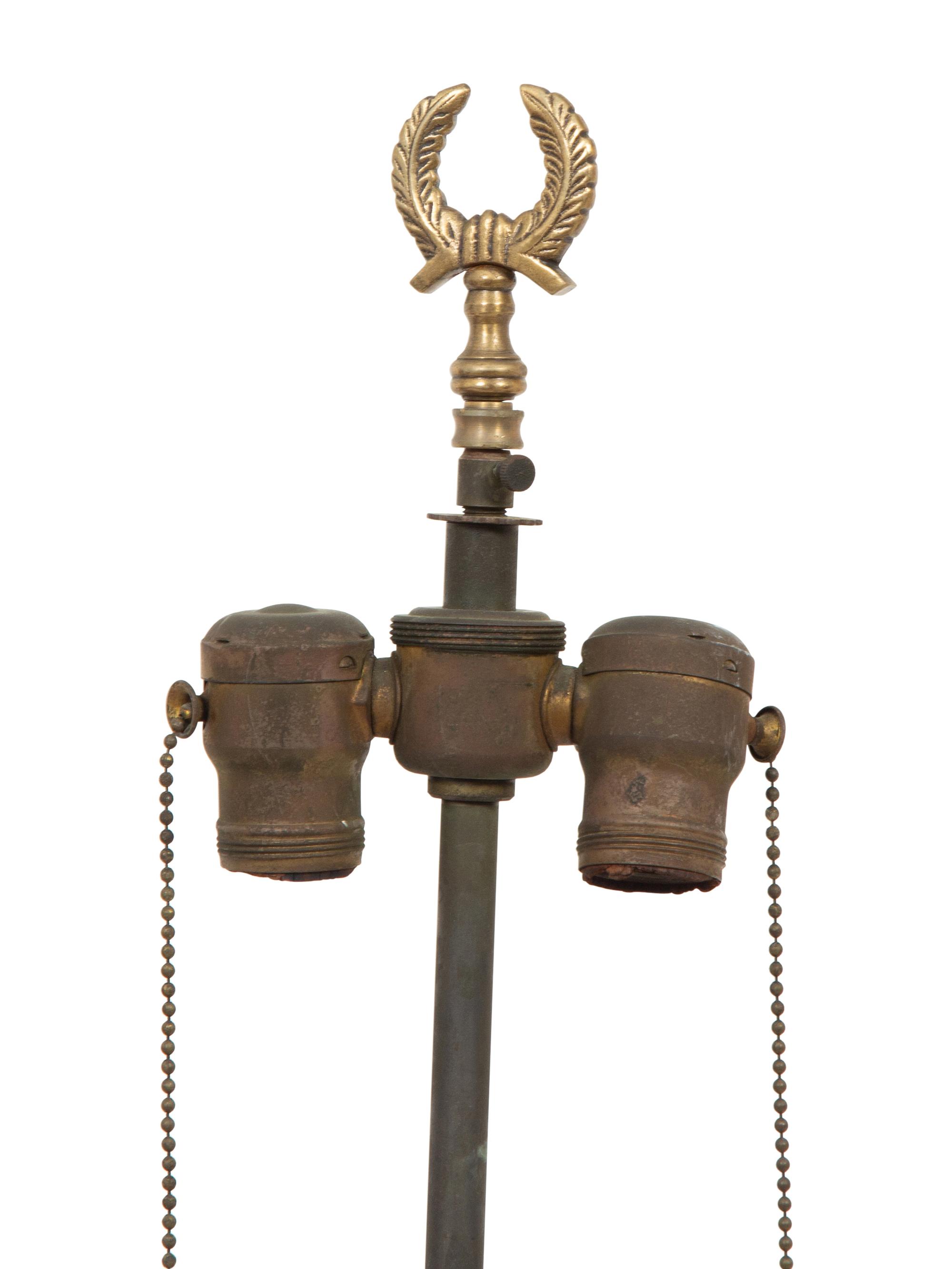 A Pair of French Painted Glass Vases Mounted as Lamps