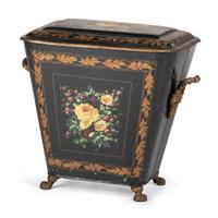 A Victorian Tole Painted Coal Scuttle