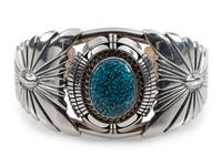 Navajo Sterling Silver and #8 Turquoise Cuff Bracelet