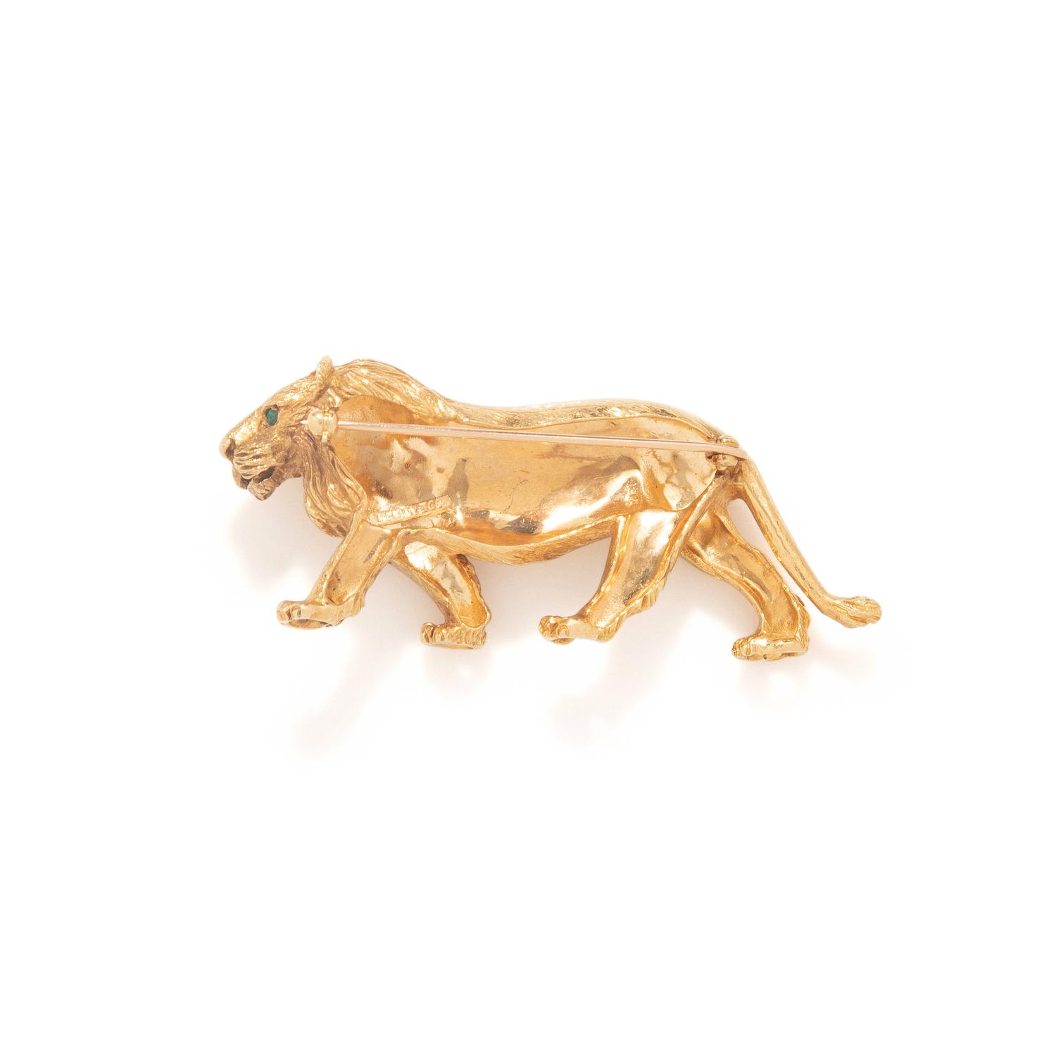TIFFANY & CO., YELLOW GOLD LION BROOCH