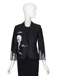 LIBERTINE, EMBELLISHED DISTRESSED SKULL BLAZER