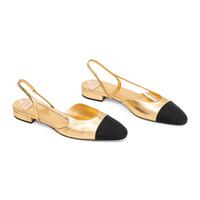 Chanel, Metallic Gold Leather Slingback Flats