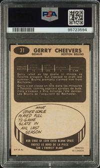 A 1965 Topps Gerry Cheevers Rookie Hockey Card No. 31 (PSA 8 NM-MT)