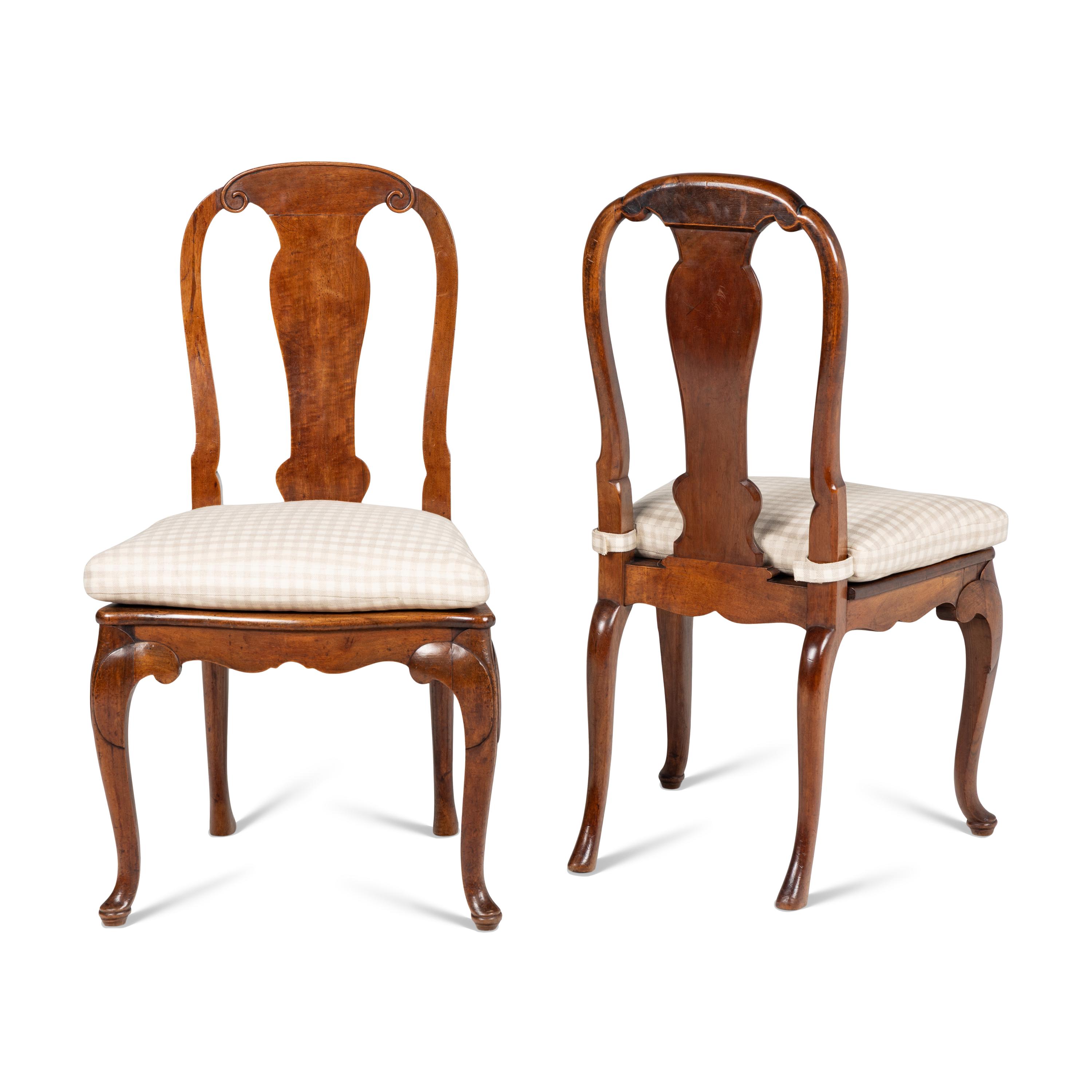 A Pair of French Walnut Hall Chairs