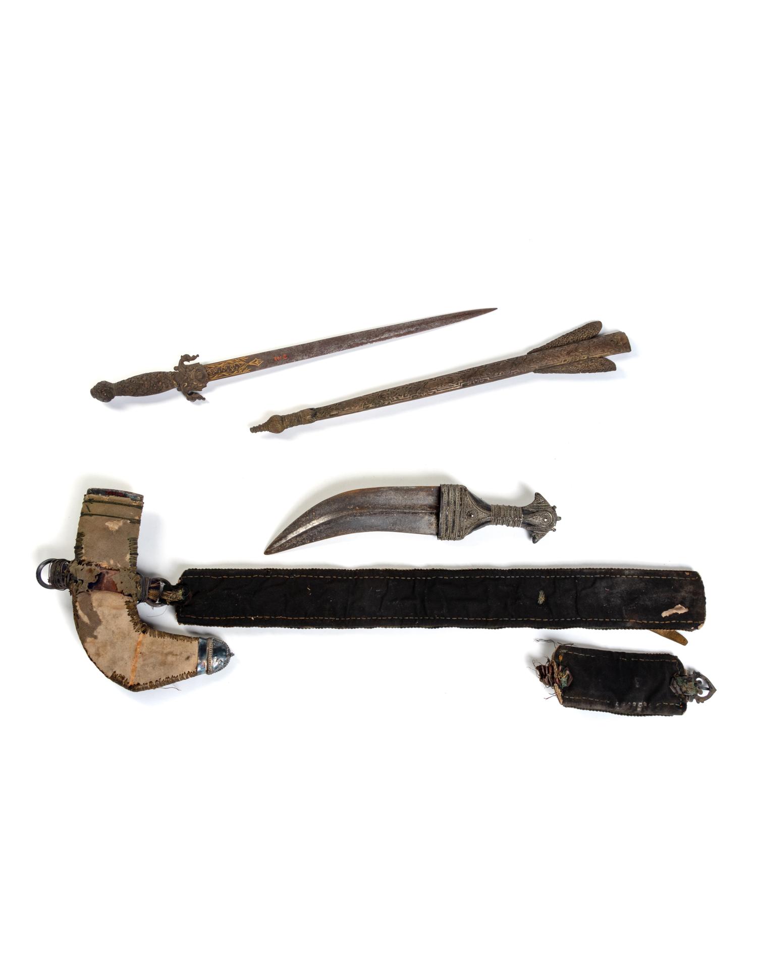A Short Sword and Scabbard and a Dagger with Sheath