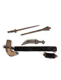 A Short Sword and Scabbard and a Dagger with Sheath