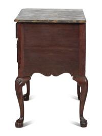 An Oversized Queen Anne Stained Shell-Carved Cherrywood Faux-Marble Top Dressing Table