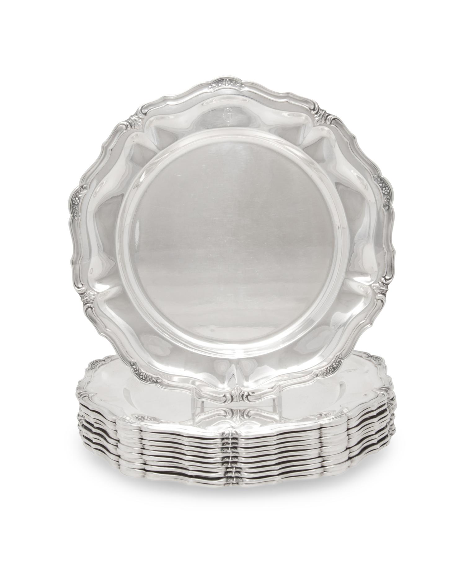 A Set of Twelve Peruvian Silver Dinner Plates