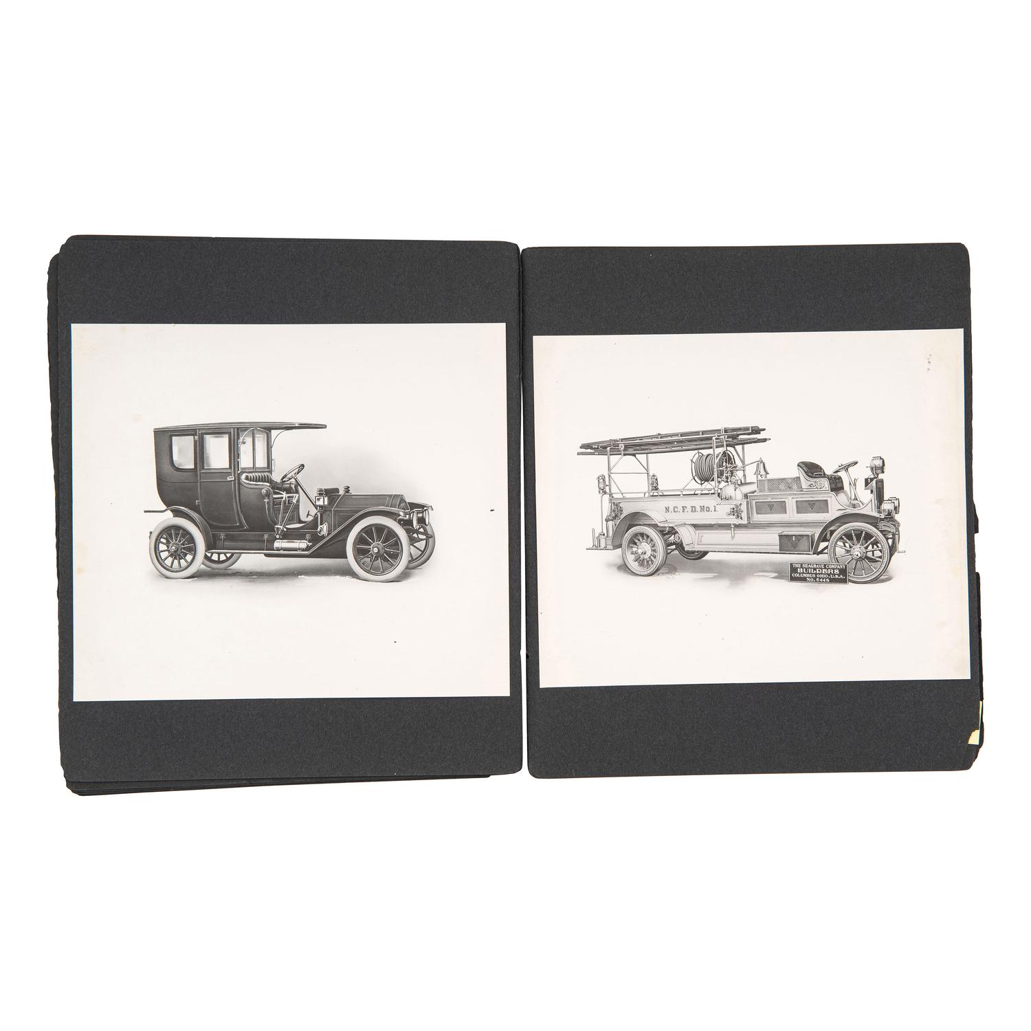 [EARLY PHOTOGRAPHY] -- [TRANSPORTATION]. A group of 59 photographs and engravings of vehicles, incl. bicycles and dirigibles.