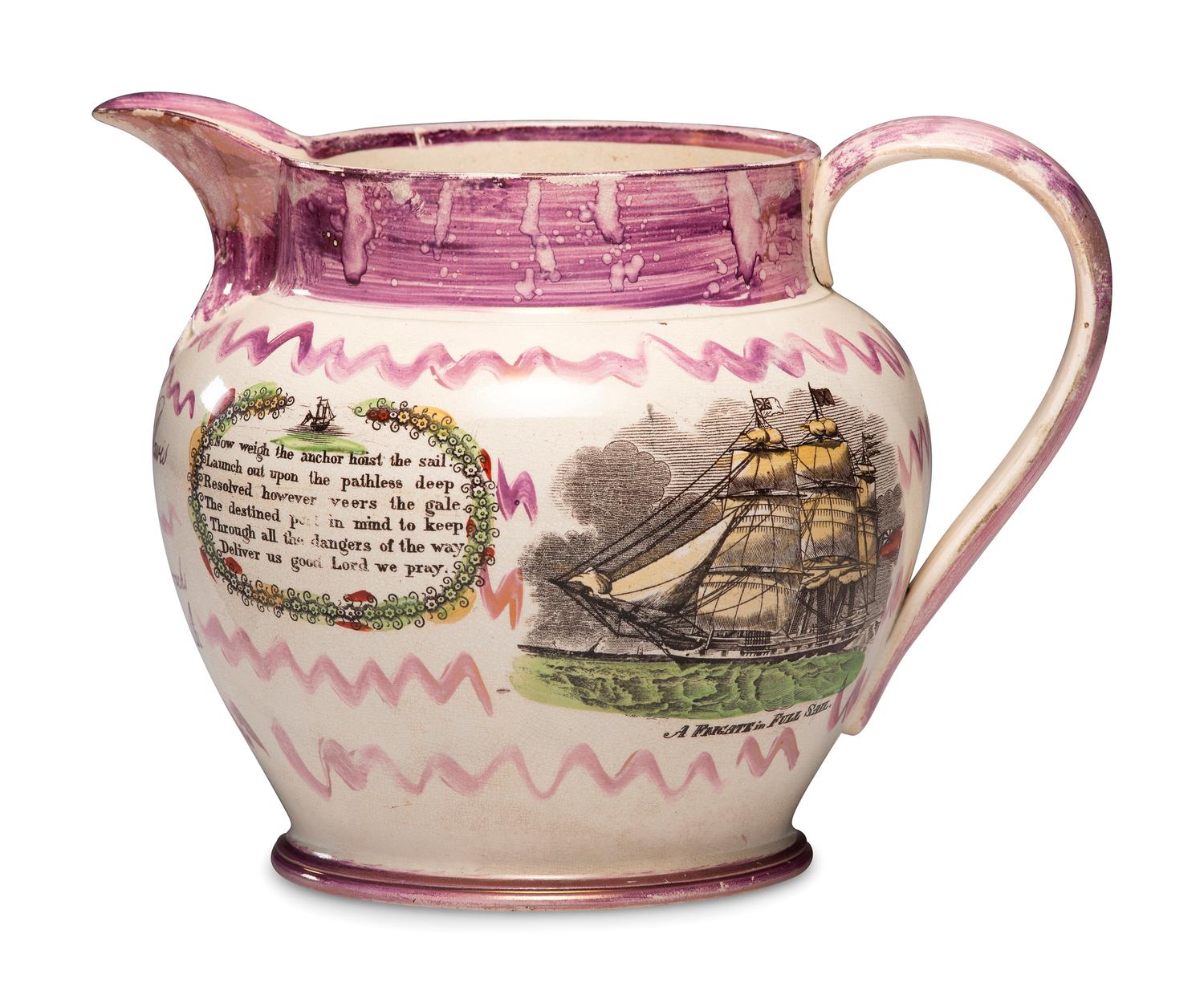 A Sunderland Transfer-Printed Lustreware Jug