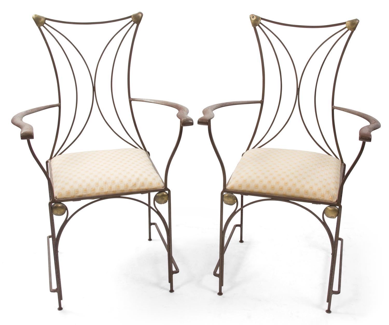 A Pair of 20th Century Metal Chairs Height 39 x width 24 1/2 x depth 17 inches.