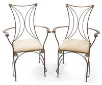 A Pair of 20th Century Metal Chairs Height 39 x width 24 1/2 x depth 17 inches.