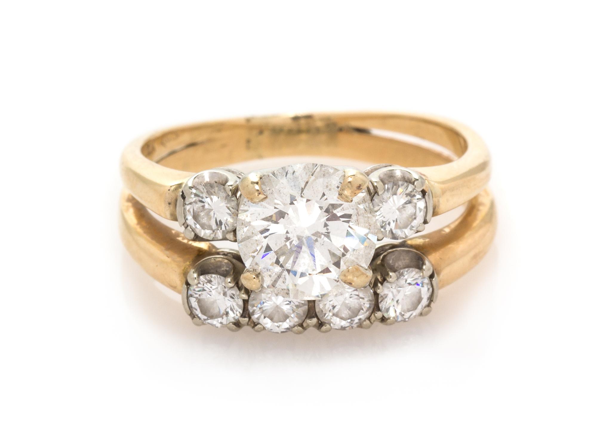 A 14 Karat Bicolor Gold and Diamond Ring, 3.90 dwts.