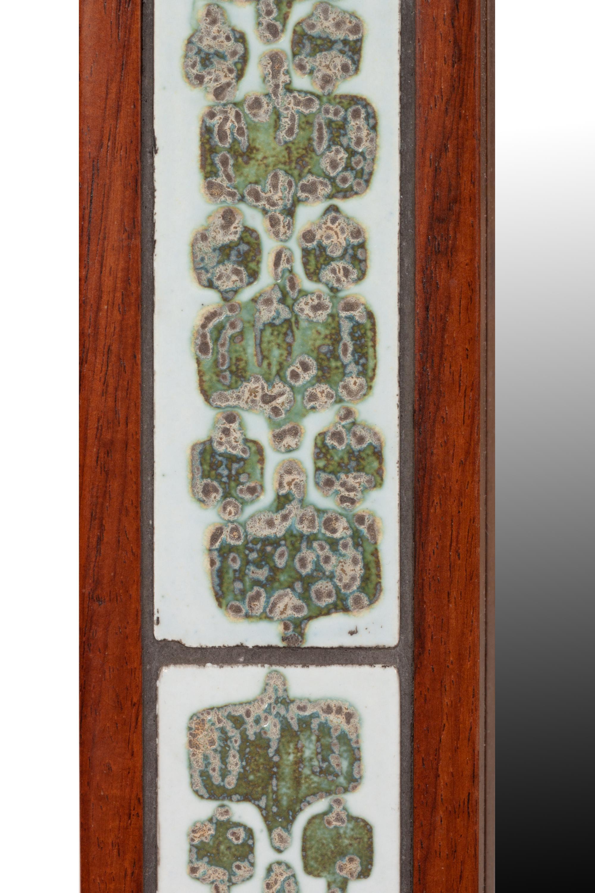 A Danish Tile Inset Teak Mirror