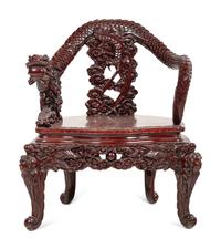 Three Japanese Export Rosewood Armchairs