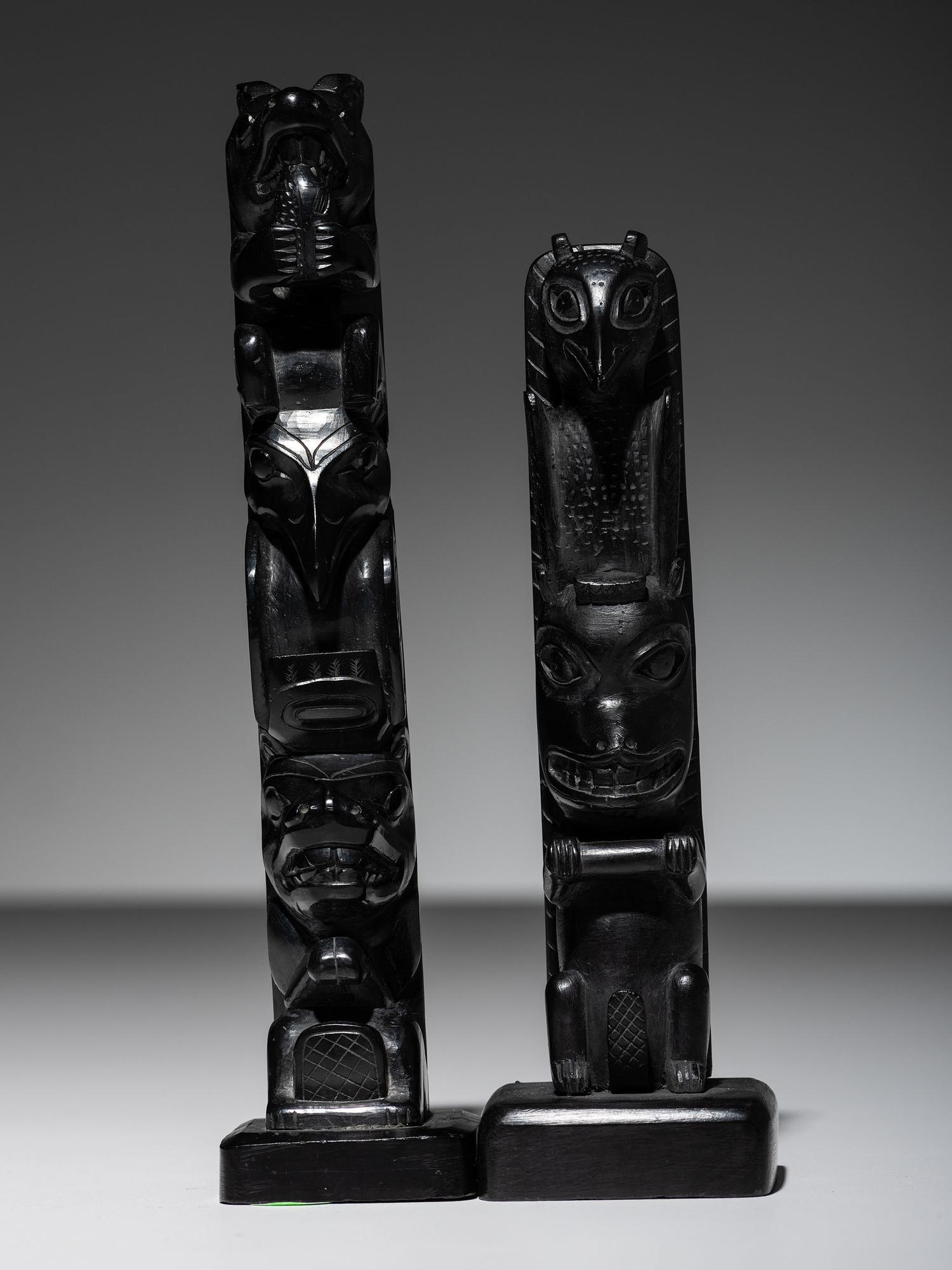 Haida Argillite Model Totem Pole