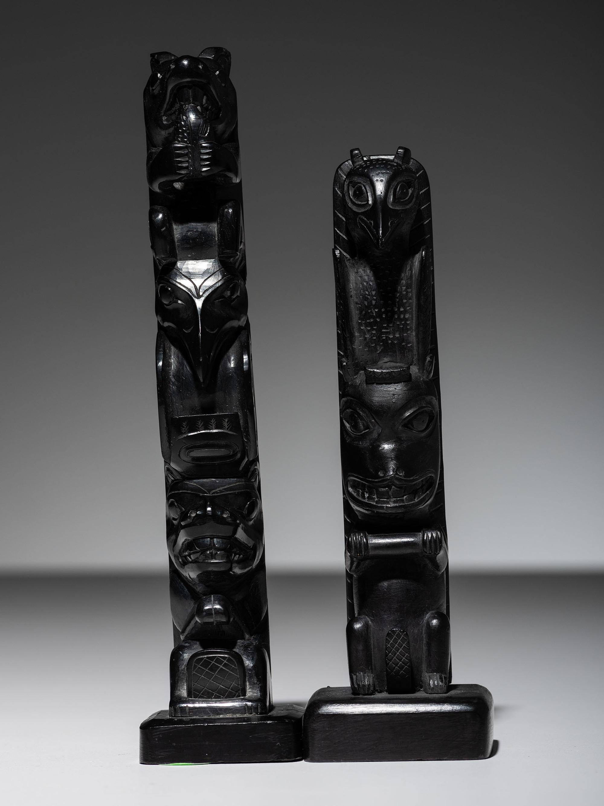 Haida Argillite Model Totem Pole