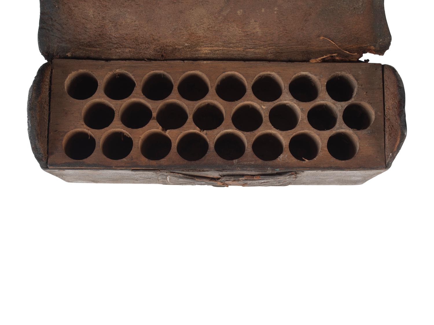 [MILITARIA]. 3 militia cartridge boxes, ca first quarter 19th century.