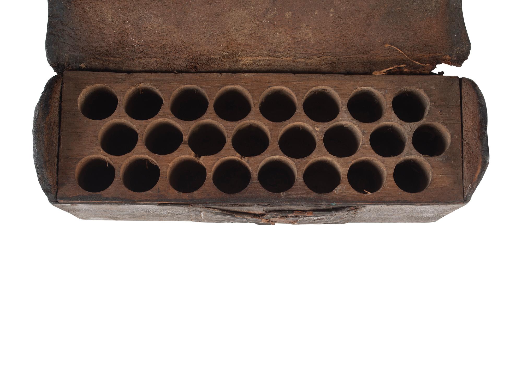 [MILITARIA]. 3 militia cartridge boxes, ca first quarter 19th century.