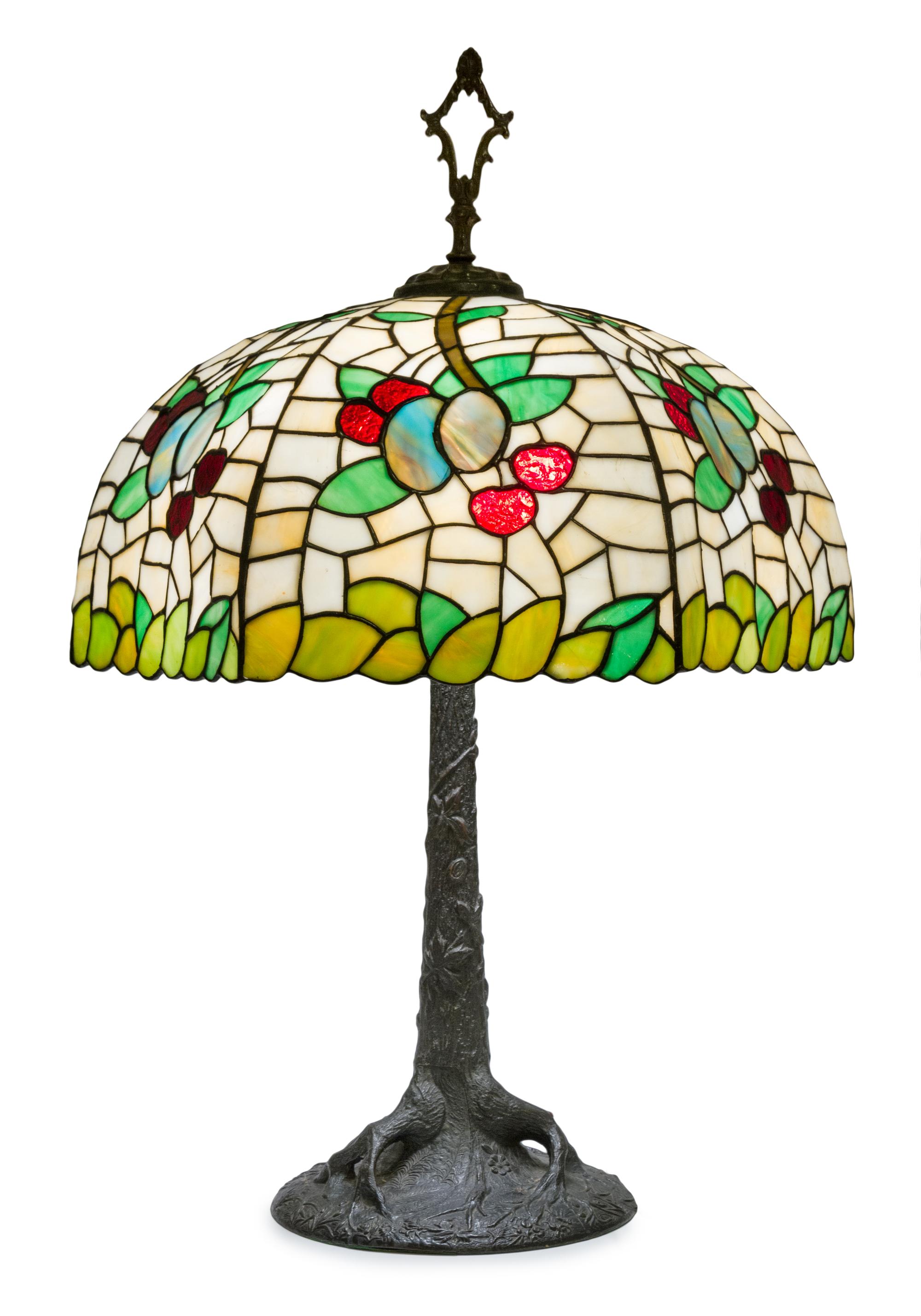 An American Leaded Glass Lamp Height 30 inches.