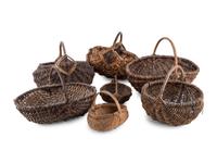 Seven Woven Wood Baskets