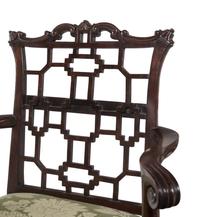 A Pair of Chinese Chippendale Style Mahogany Armchairs