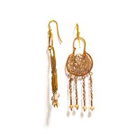 A Pair of Byzantine Gold and Pearl Openwork Earrings