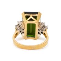 YELLOW GOLD, GREEN TOURMALINE, AND DIAMOND RING
