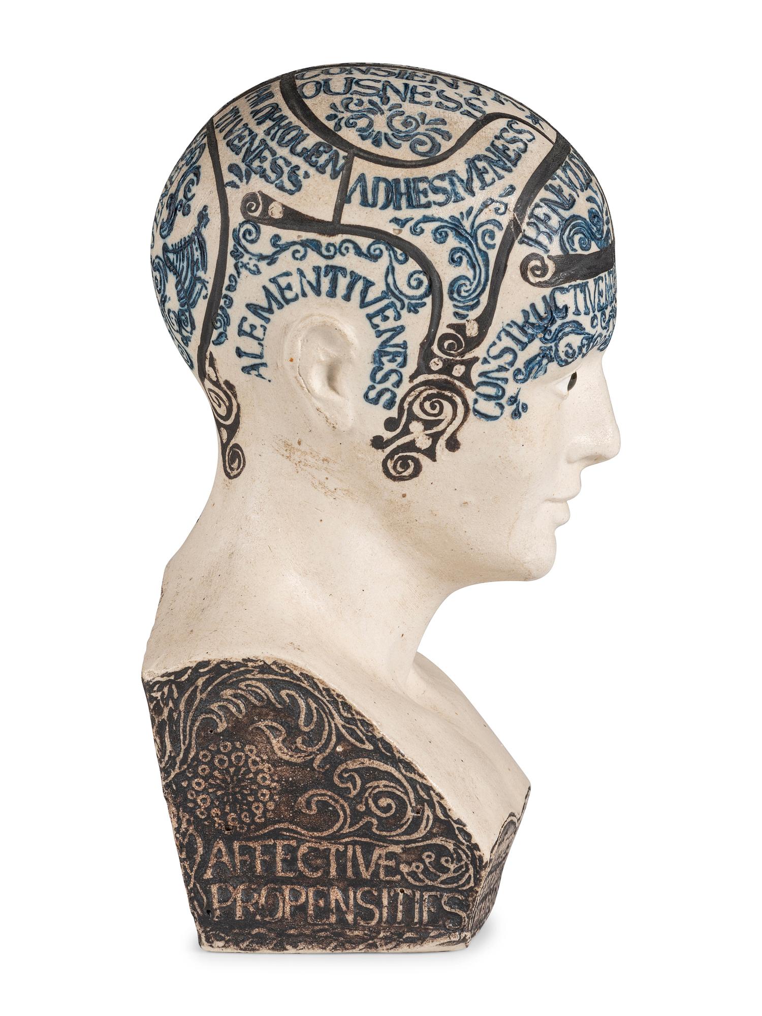 A Ceramic Fowler's Improved Phrenological Head