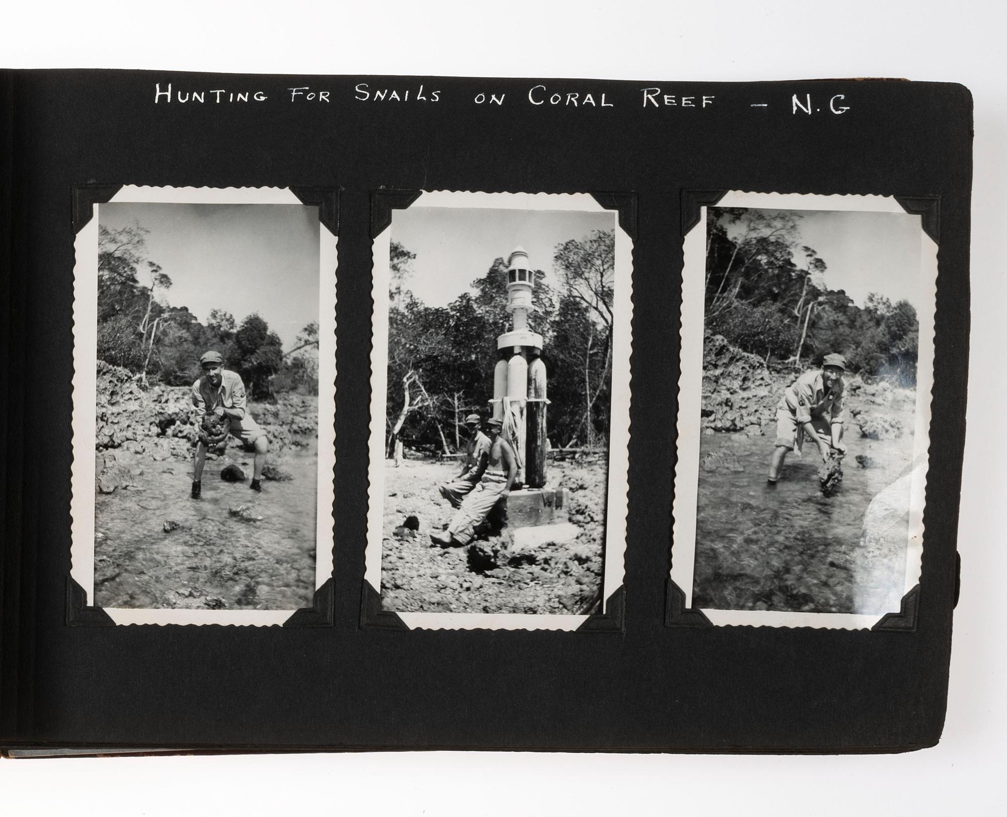 [WORLD WAR II]. Photograph album detailing the experiences of two Indiana military units in the Pacific Theater. Oro Bay, New Guinea, and Tacloban & Leyte, Philippines: n.p., 1944-1945.