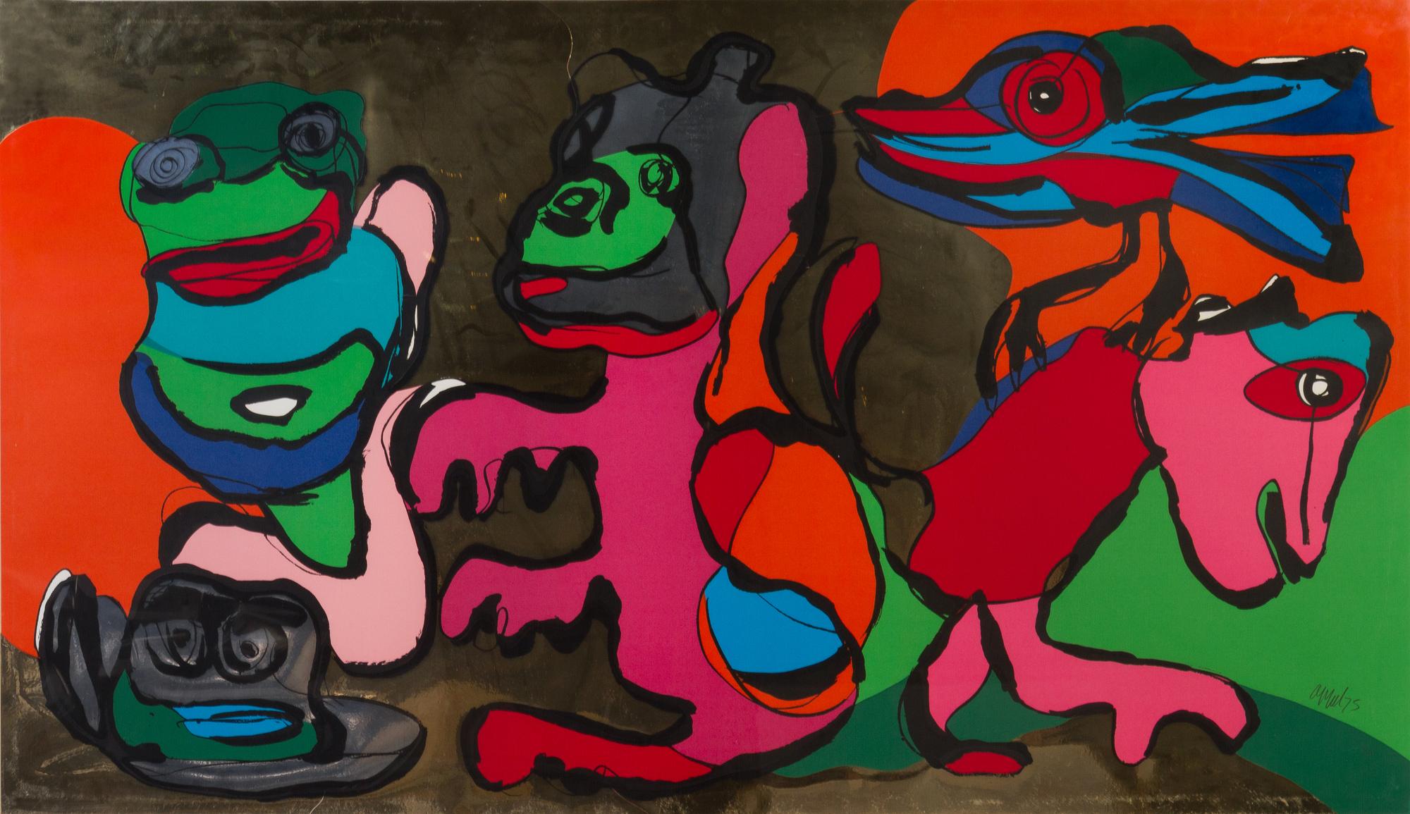 Karel Appel, (Dutch, 1921-2006), Laughing Frog and His Friends in the Golden Age, 1975