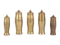 Five African Brass Canisters