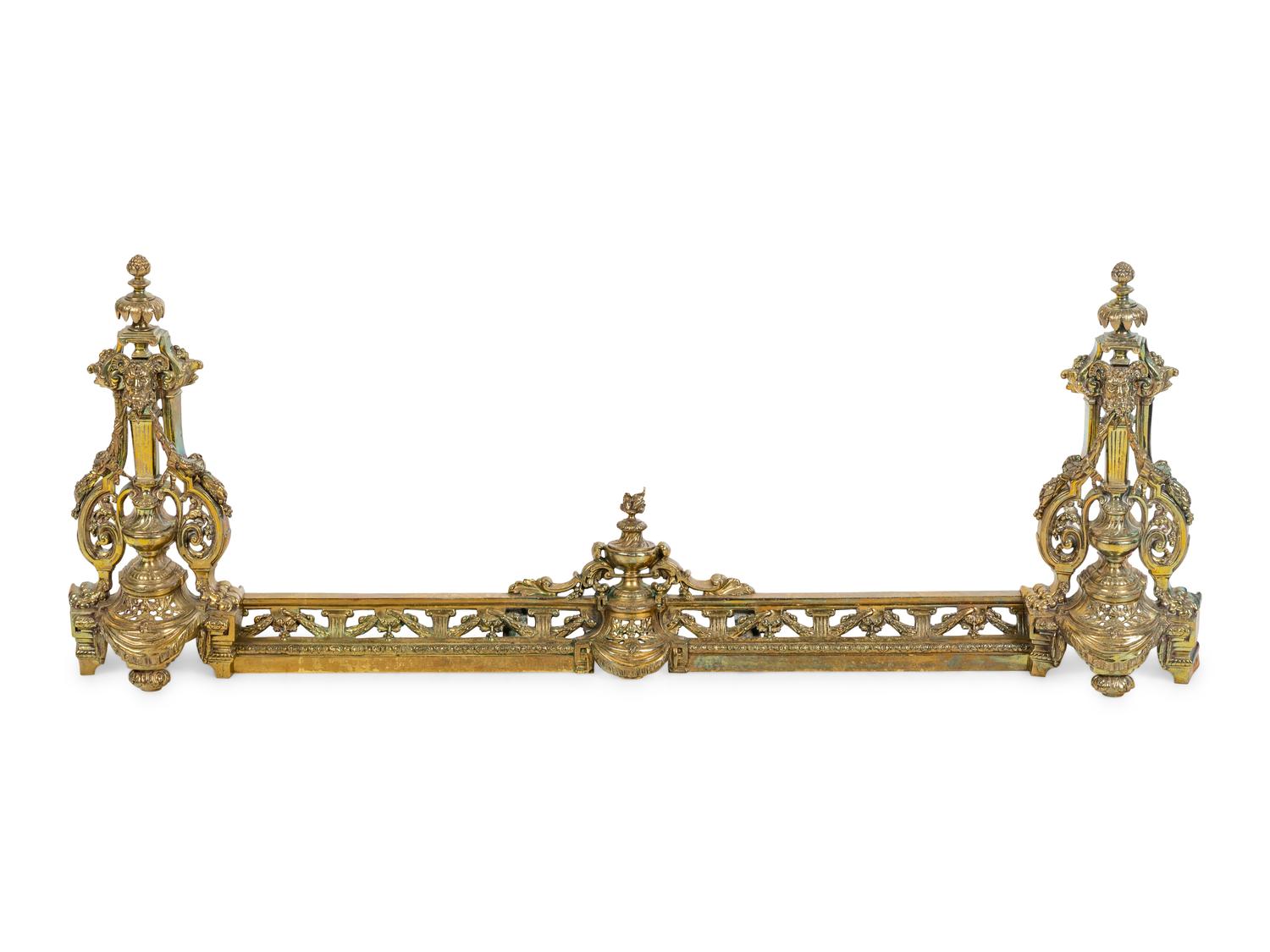 A Neoclassical Gilt Bronze Fireplace Fender