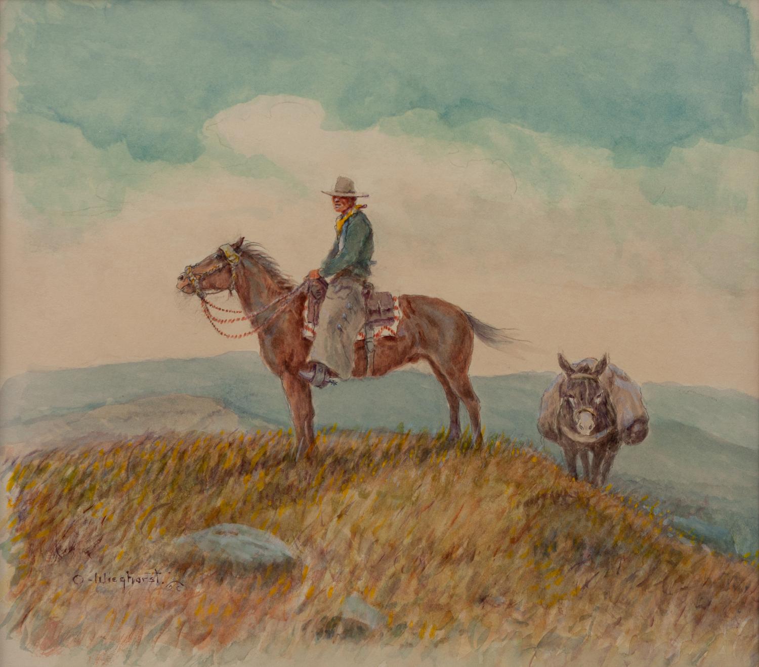 Cowboy & Burro on Hill