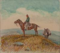Cowboy & Burro on Hill
