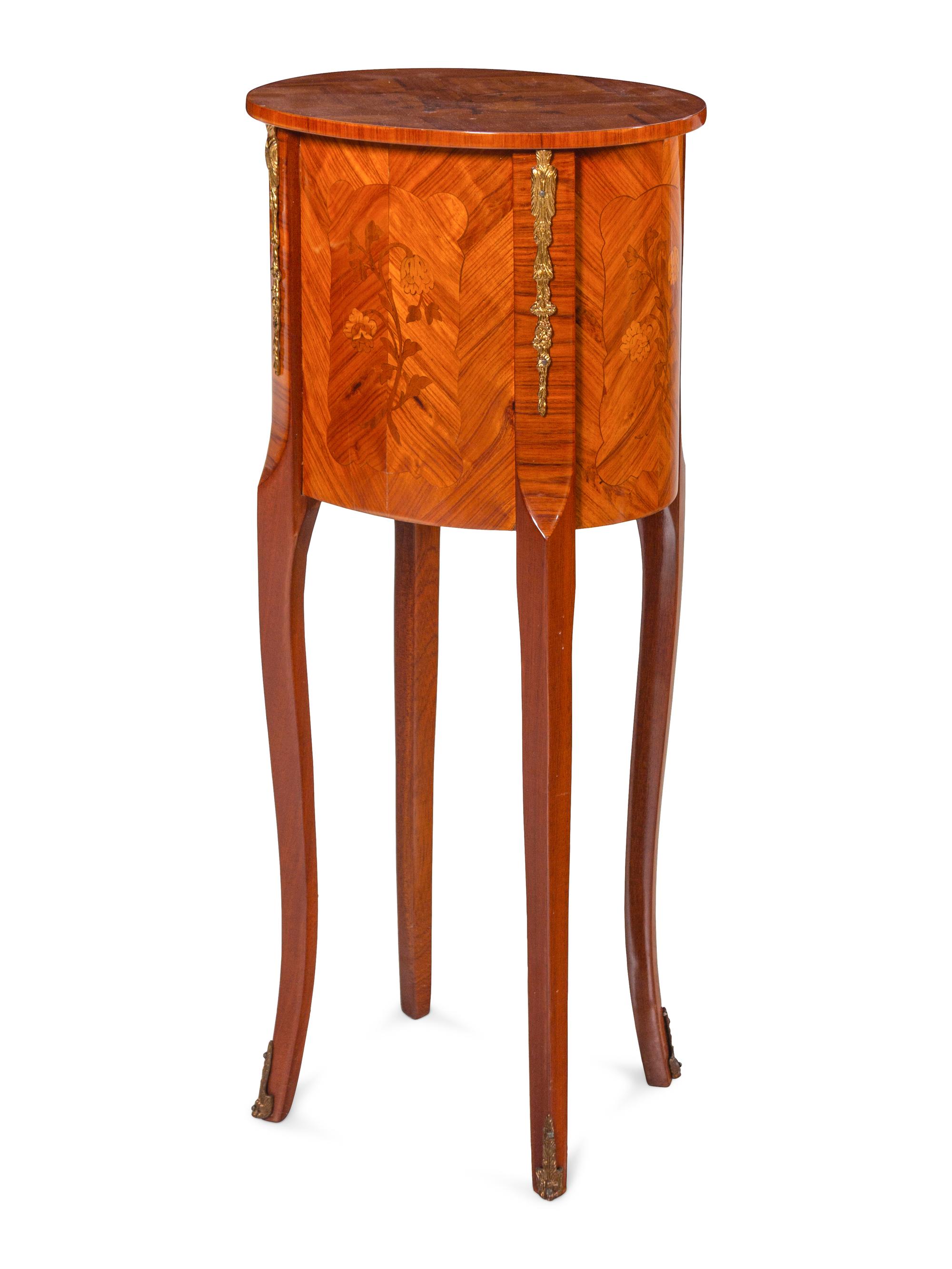 A Louis XV/XVI Transitional Style Gilt Metal Mounted and Marquetry Kingwood Side Table
