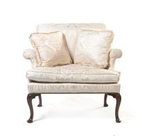 A Queen Anne Style Walnut Double Wide Armchair, Height 38 inches.
