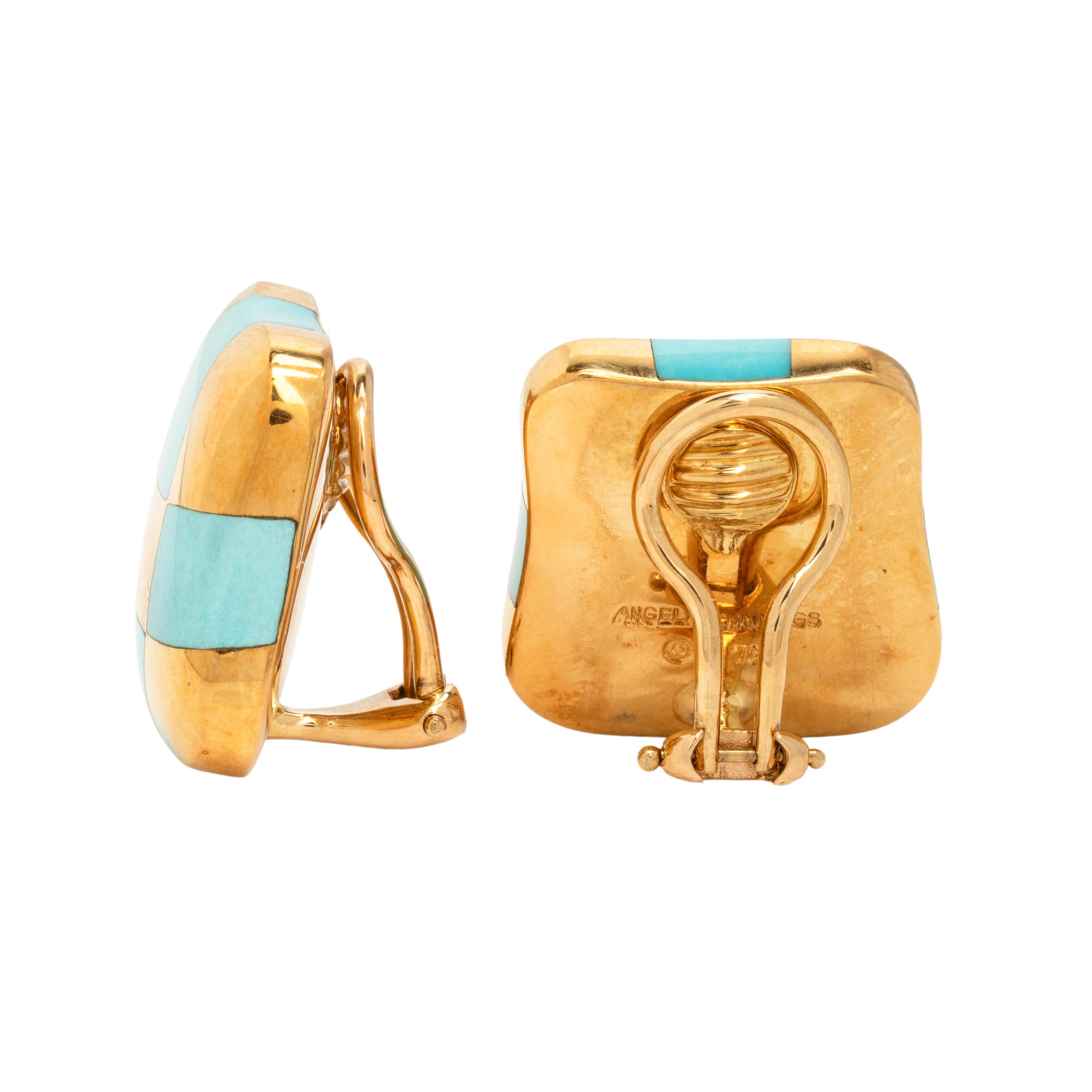 Angela Cummings, Turquoise and Yellow Gold Earrings