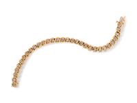 A 14 Karat Yellow Gold and Diamond Bracelet,