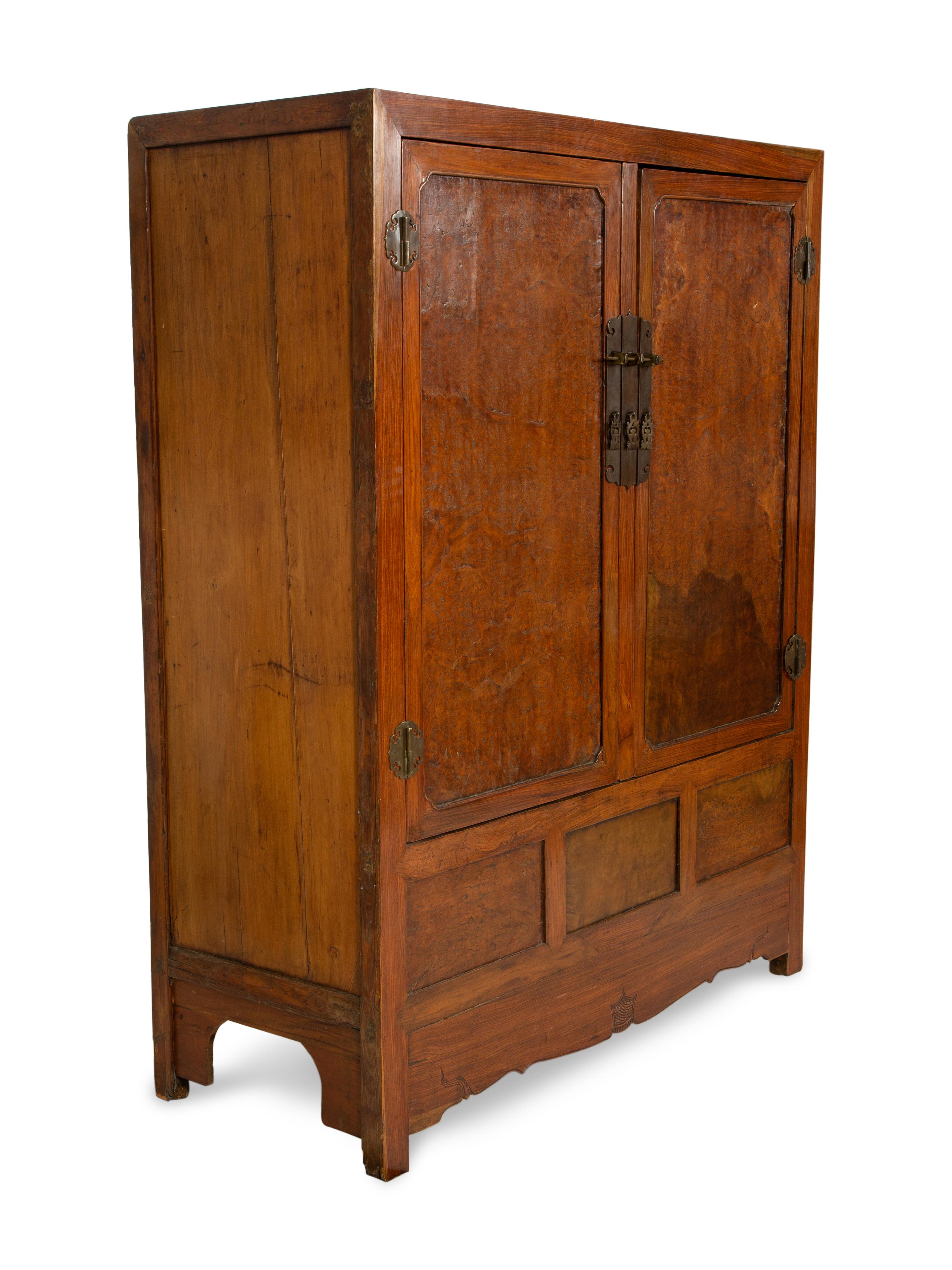 A Chinese Huanghuali and Burl Veneer Cabinet