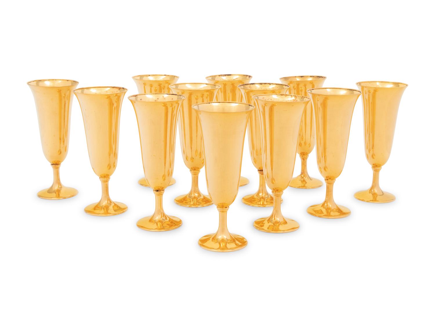 A Set of Twelve American Silver-Gilt Cups
