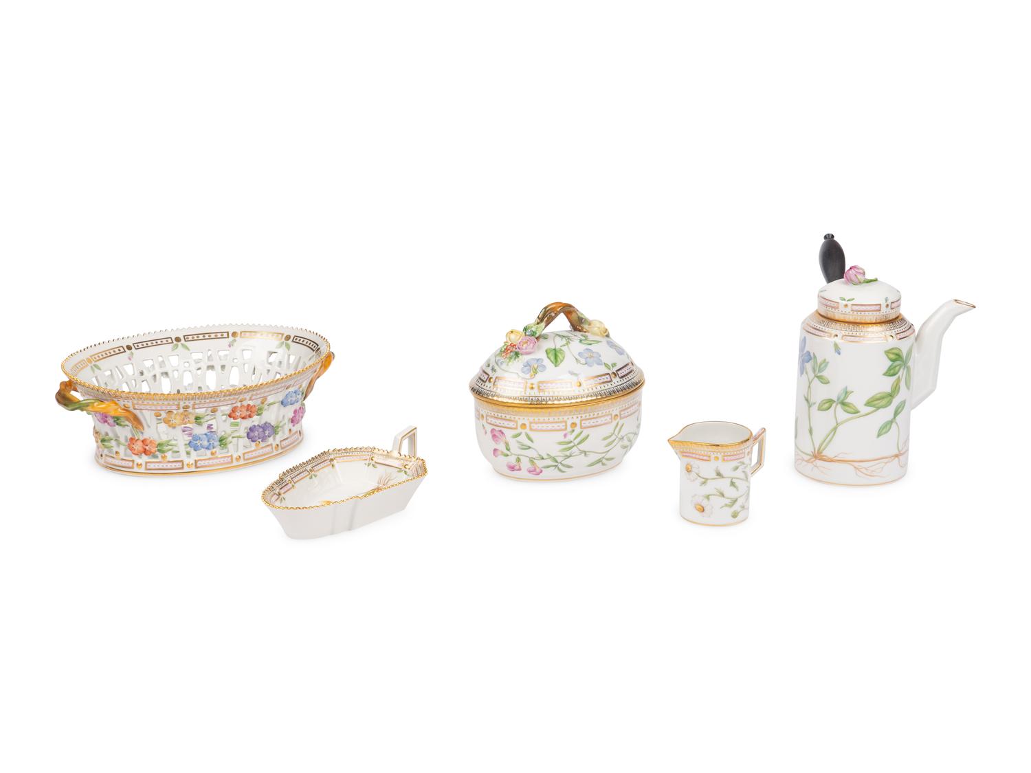 A Royal Copenhagen Flora Danica Porcelain Coffee Service