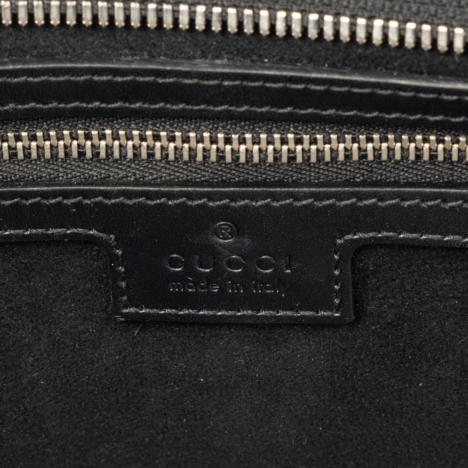 GUCCI, BLACK LEATHER GG TOTE