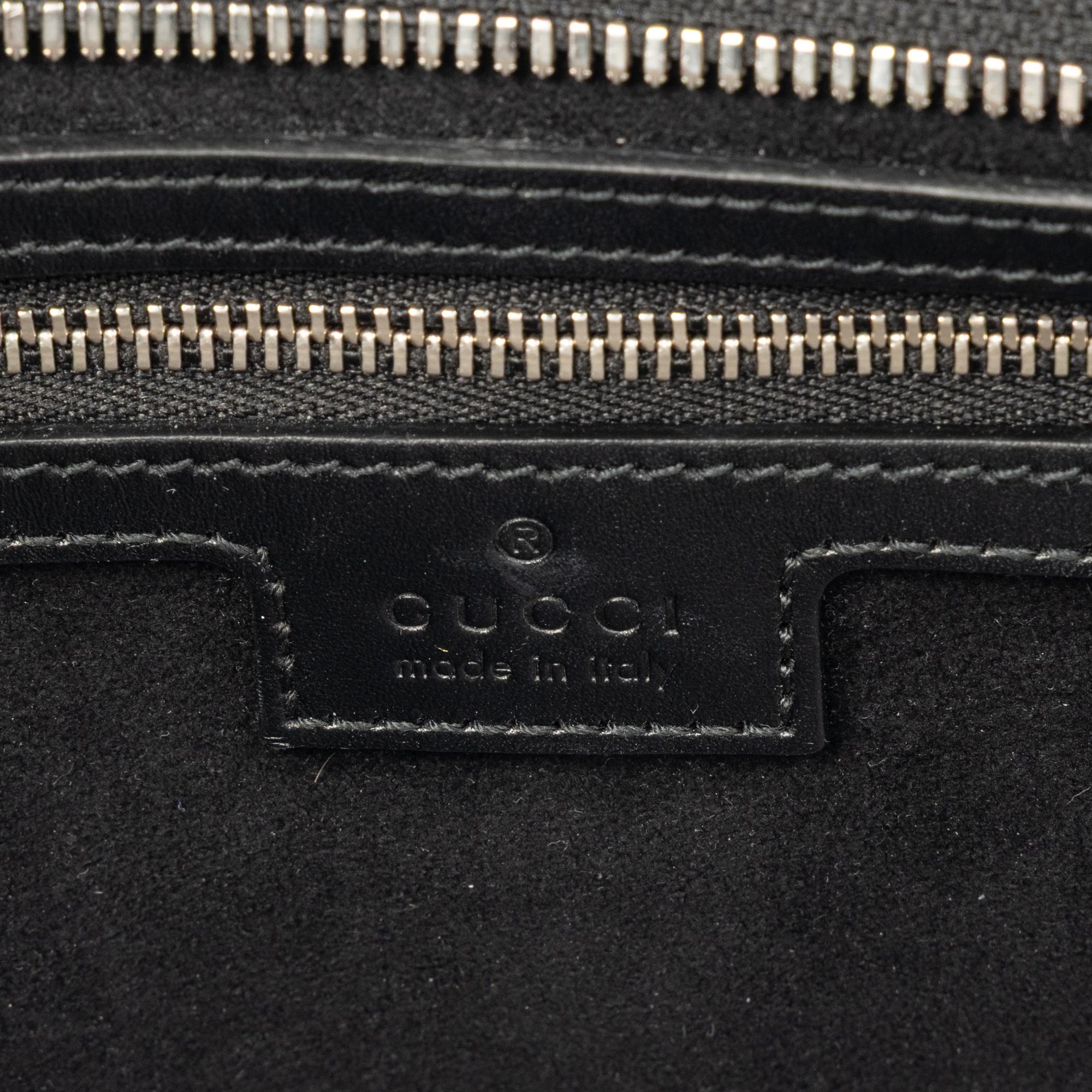 GUCCI, BLACK LEATHER GG TOTE