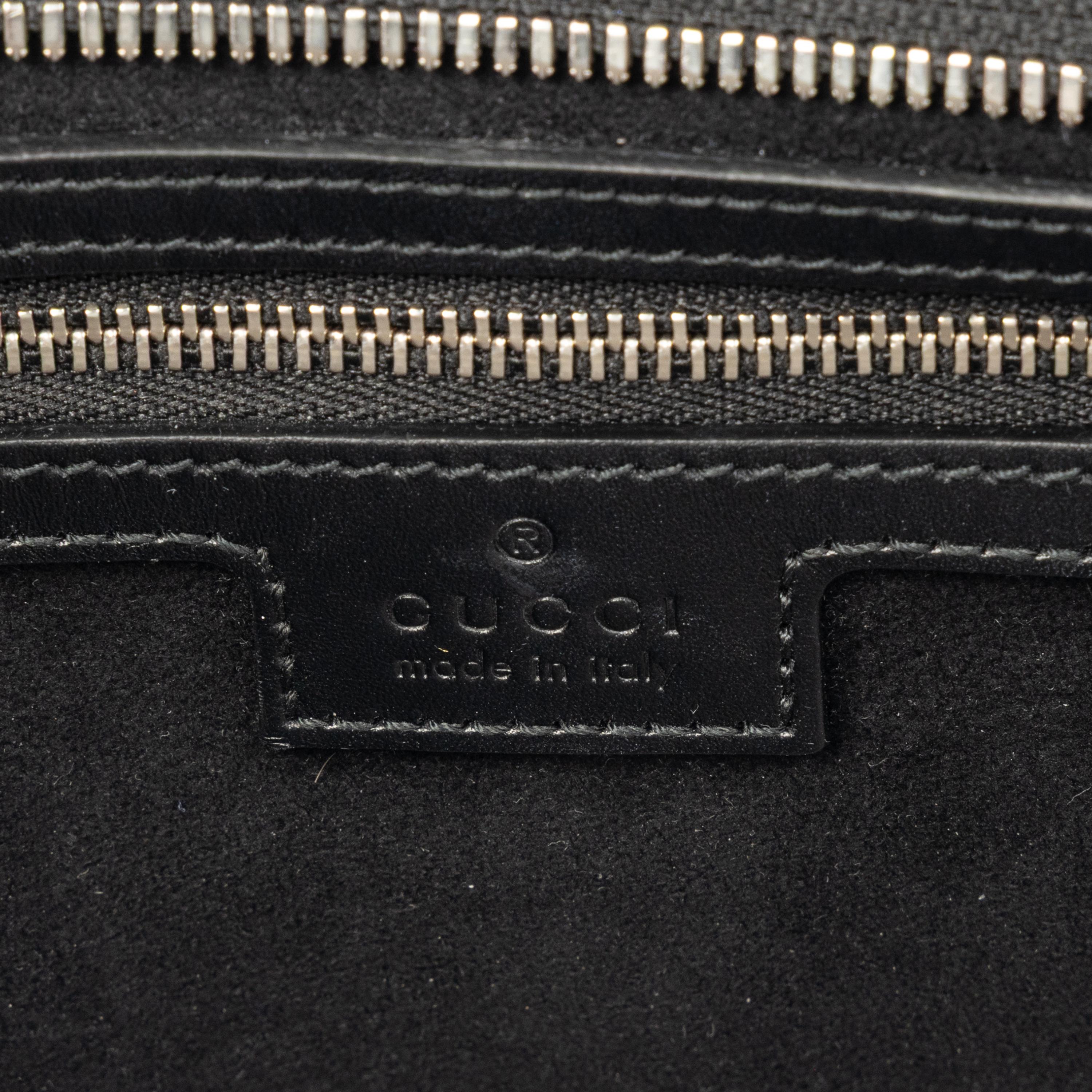 GUCCI, BLACK LEATHER GG TOTE
