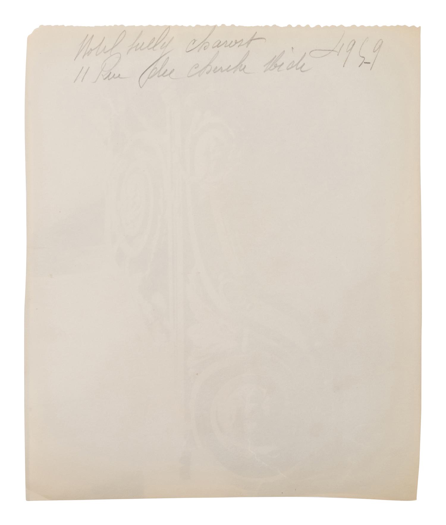 A group of four photographs ( Hôtel de Sully Charost, rue du Cherche-Midi 11 , 1904-1905; Hôtel de Fleury, rue des Saints-Pères 28 , 1905; 7 rue de l'Estrapade , 1905; Grille du chœr, èglise Saint Roch , 1912)