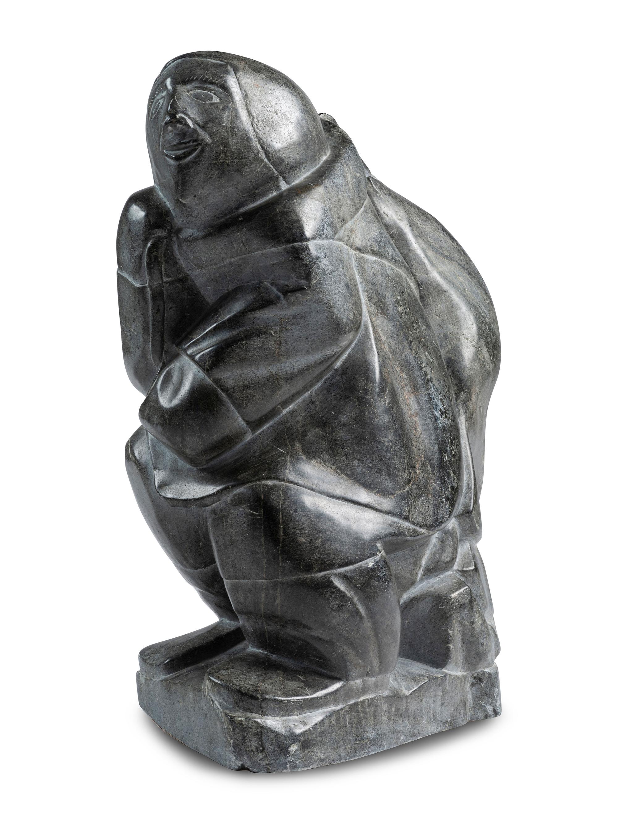 Inuit Soapstone Carving of Hunter and Seal