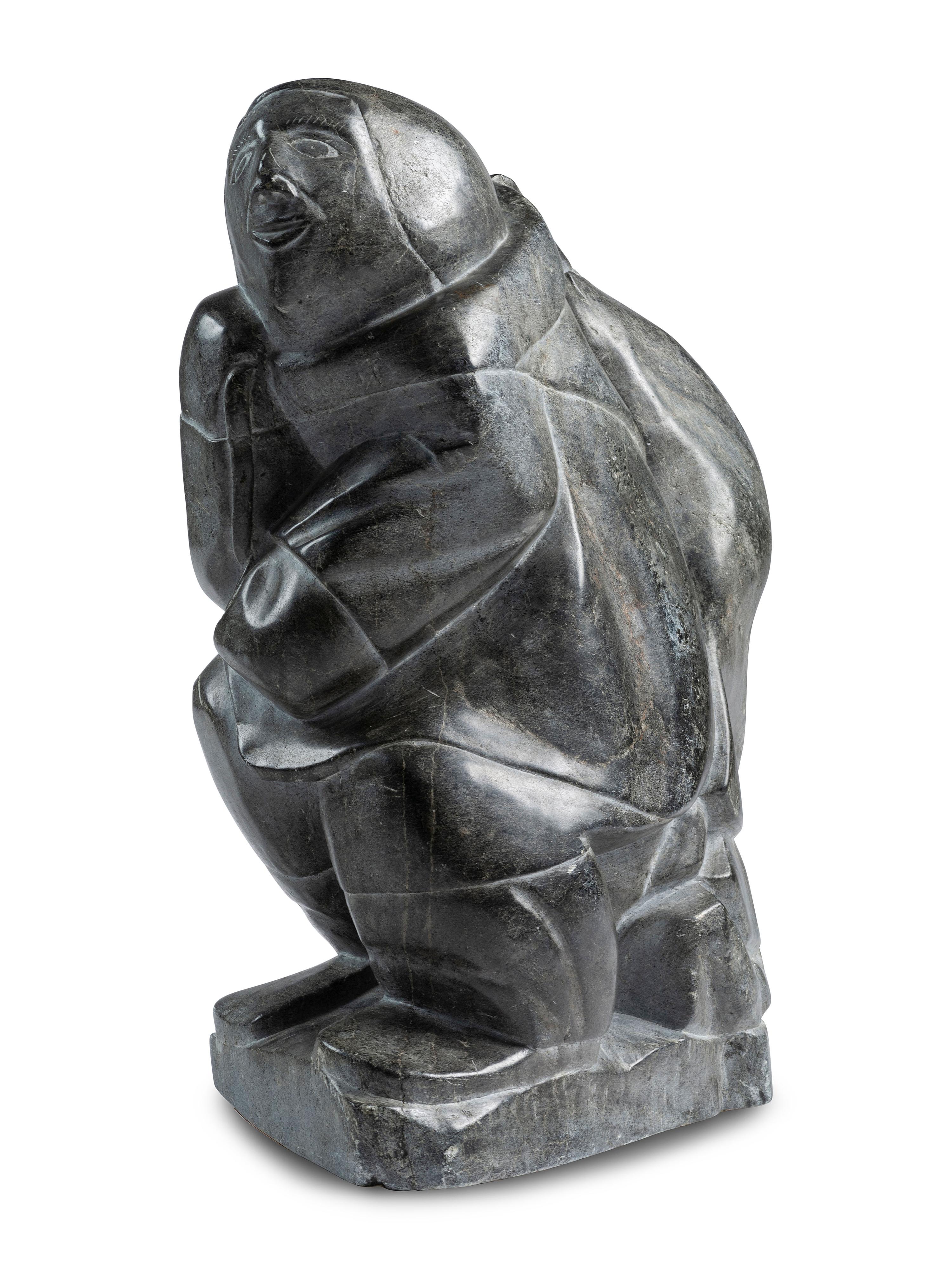Inuit Soapstone Carving of Hunter and Seal