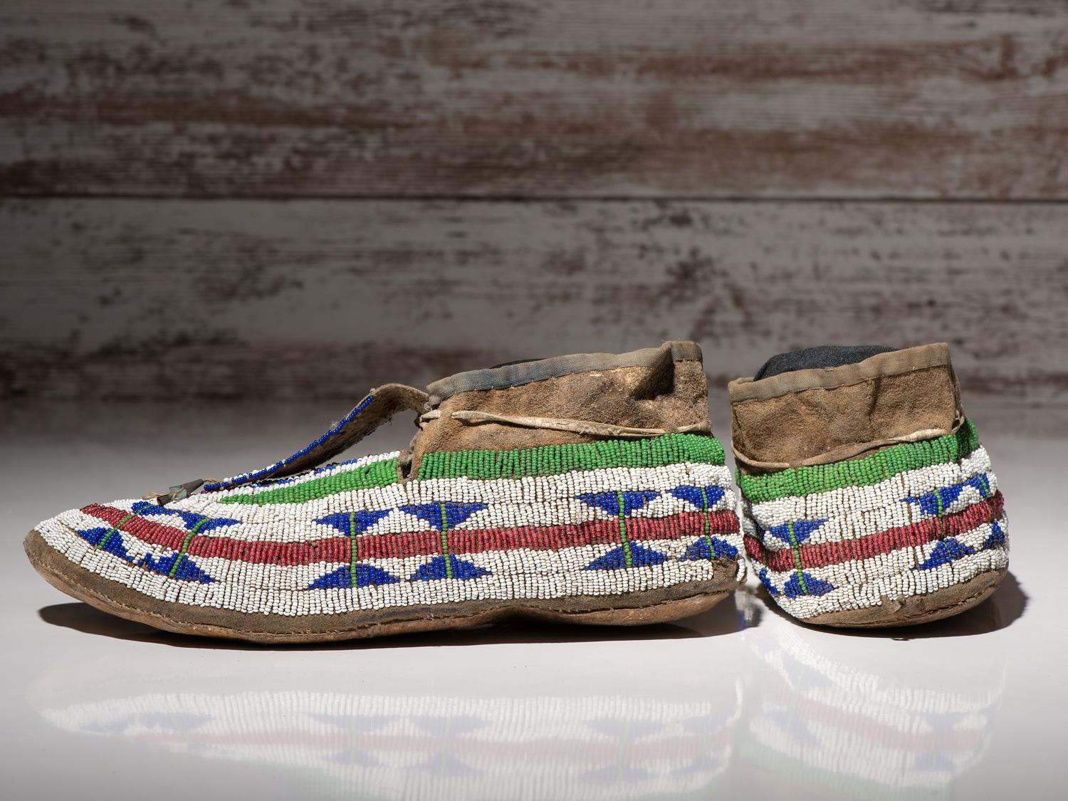 Sioux Beaded Buffalo Hide Moccasins