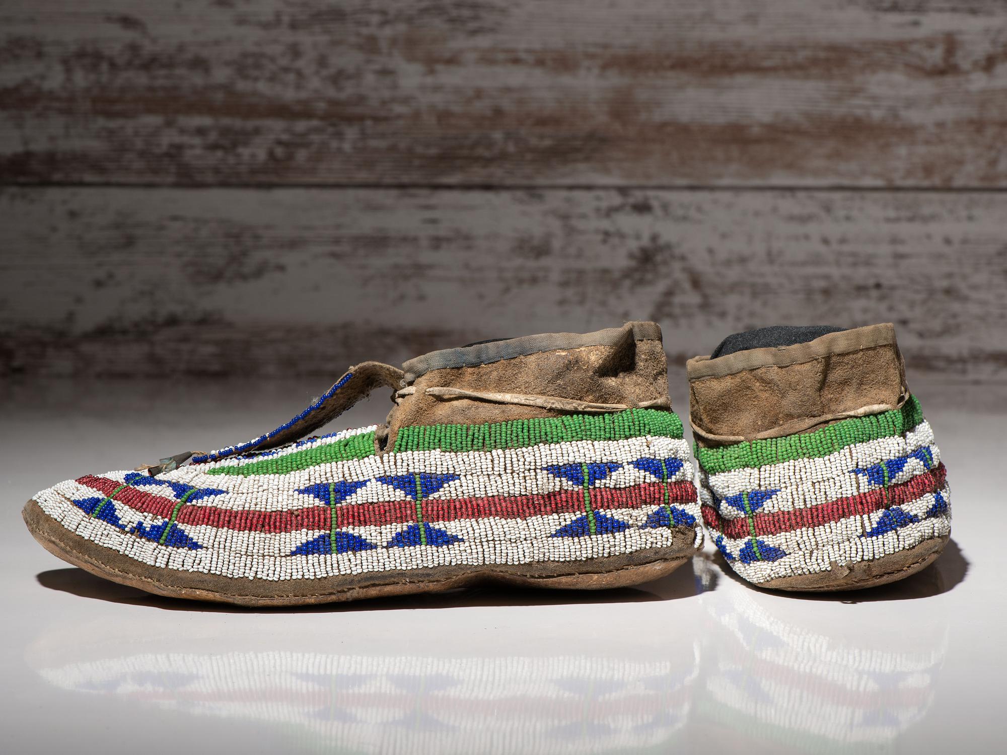 Sioux Beaded Buffalo Hide Moccasins